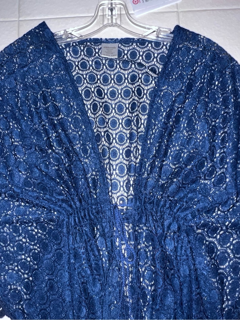 Allthreads Navy Blue Crochet Kimono OSFA